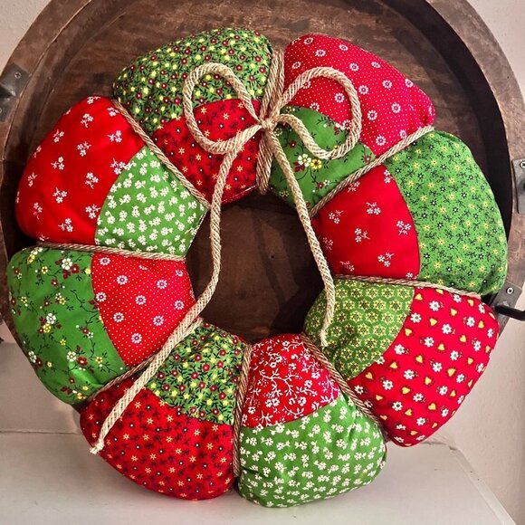 Handmade Cottagecore Fabric Wreath 17” - Picture 1 of 8